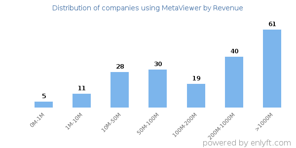 MetaViewer clients - distribution by company revenue