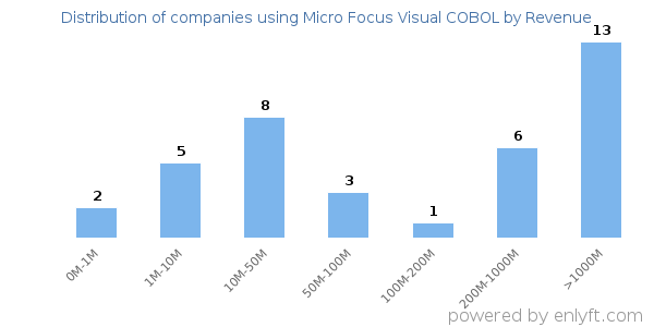 Micro Focus Visual COBOL clients - distribution by company revenue