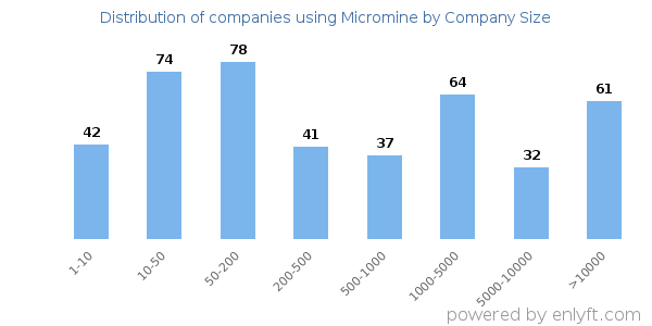 Companies using Micromine, by size (number of employees)