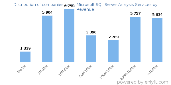 Microsoft SQL Server Analysis Services clients - distribution by company revenue