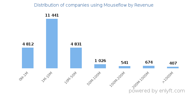 Mouseflow clients - distribution by company revenue
