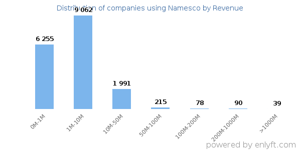 Namesco clients - distribution by company revenue