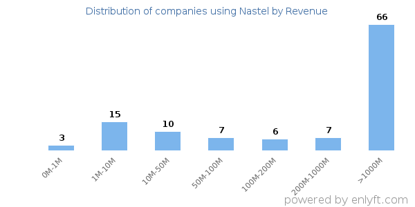 Nastel clients - distribution by company revenue