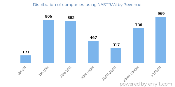 NASTRAN clients - distribution by company revenue