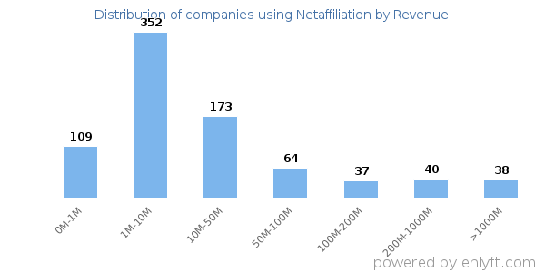 Netaffiliation clients - distribution by company revenue