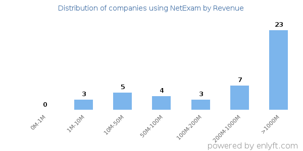 NetExam clients - distribution by company revenue