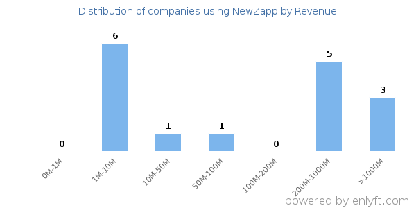NewZapp clients - distribution by company revenue