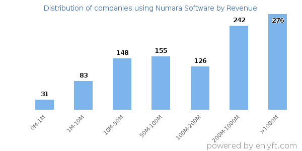Numara Software clients - distribution by company revenue