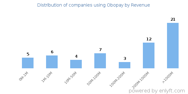 Obopay clients - distribution by company revenue