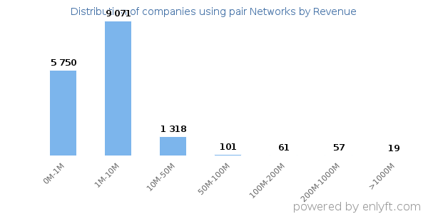pair Networks clients - distribution by company revenue