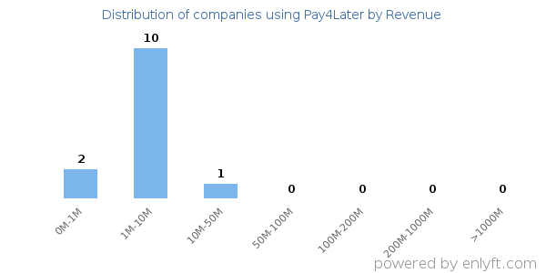 Pay4Later clients - distribution by company revenue