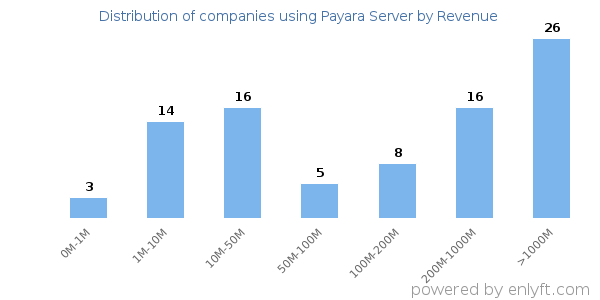 Payara Server clients - distribution by company revenue