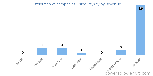 PayKey clients - distribution by company revenue