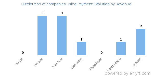 Payment Evolution clients - distribution by company revenue