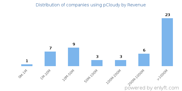 pCloudy clients - distribution by company revenue