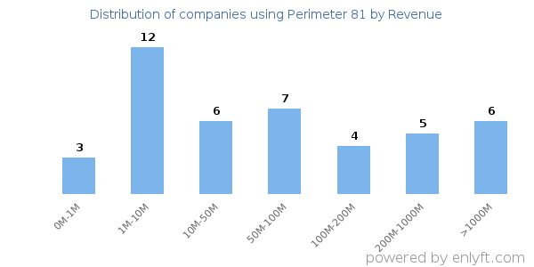 Perimeter 81 clients - distribution by company revenue