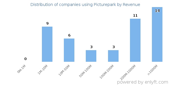 Picturepark clients - distribution by company revenue
