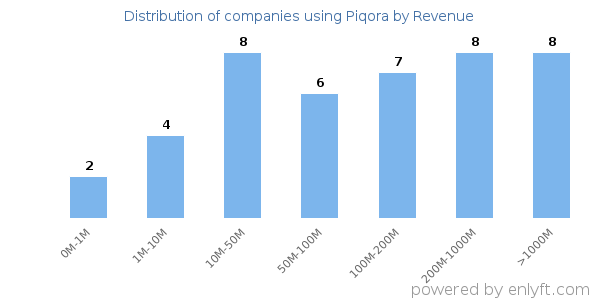 Piqora clients - distribution by company revenue