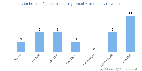Pivotal Payments clients - distribution by company revenue