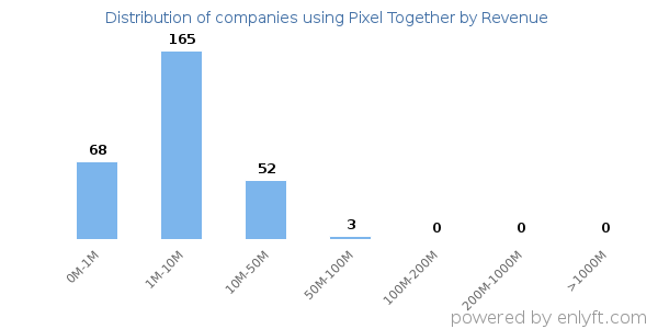 Pixel Together clients - distribution by company revenue