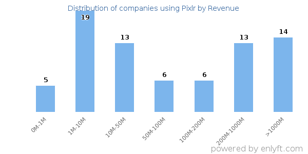 Pixlr clients - distribution by company revenue