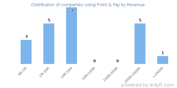 Point & Pay clients - distribution by company revenue