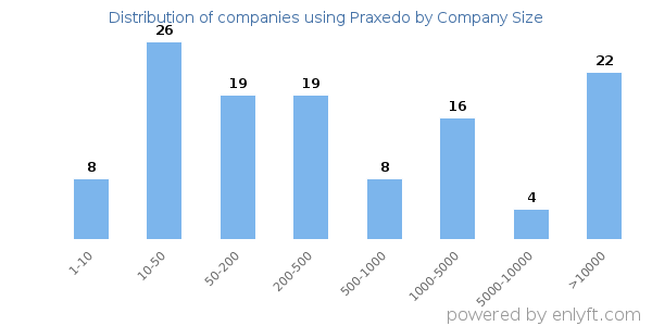 Companies using Praxedo, by size (number of employees)