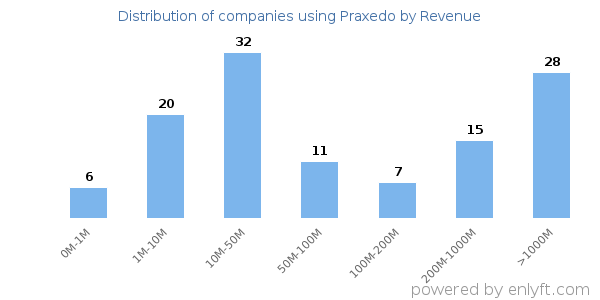 Praxedo clients - distribution by company revenue