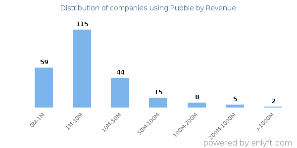 Pubble clients - distribution by company revenue