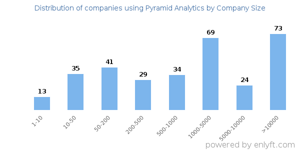 Companies using Pyramid Analytics, by size (number of employees)