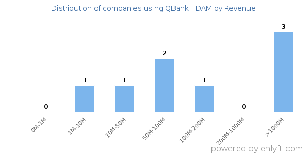 QBank - DAM clients - distribution by company revenue