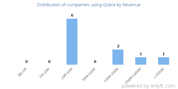 Qobra clients - distribution by company revenue