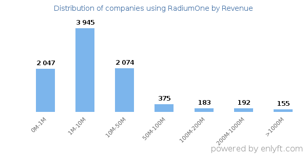 RadiumOne clients - distribution by company revenue