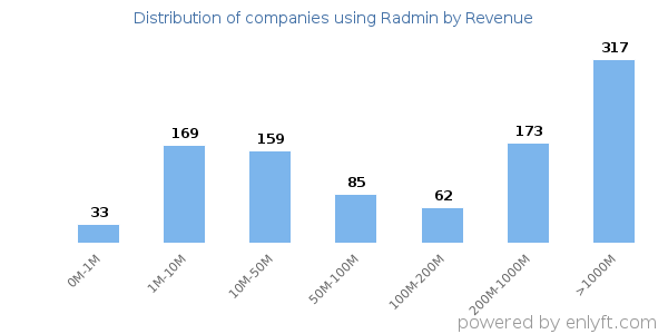Radmin clients - distribution by company revenue