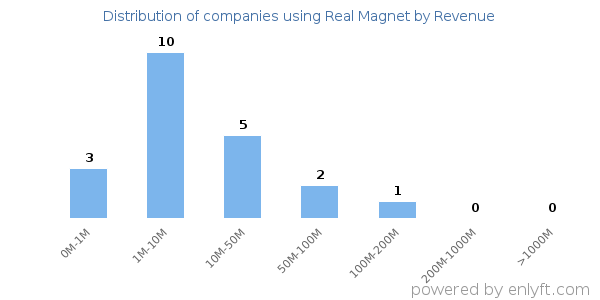 Real Magnet clients - distribution by company revenue