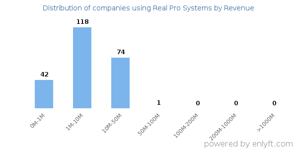 Real Pro Systems clients - distribution by company revenue