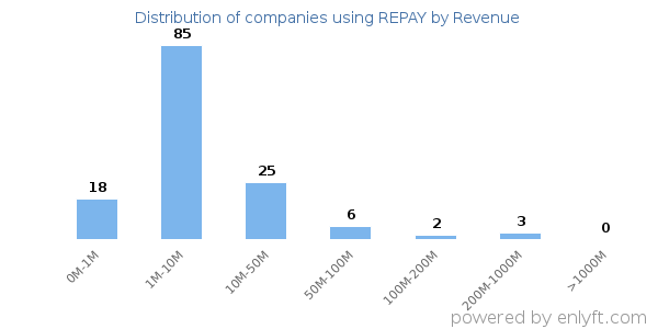 REPAY clients - distribution by company revenue