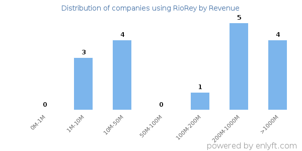 RioRey clients - distribution by company revenue