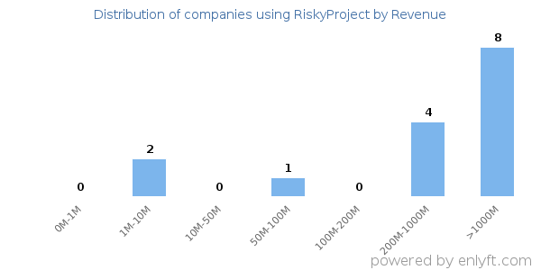 RiskyProject clients - distribution by company revenue