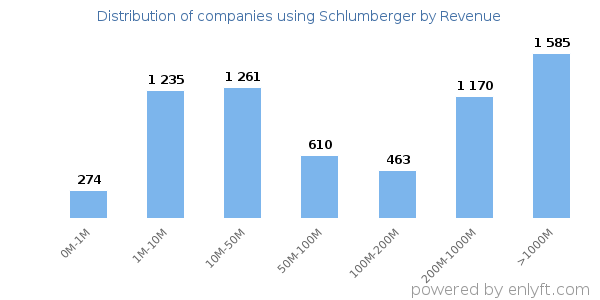 Schlumberger clients - distribution by company revenue