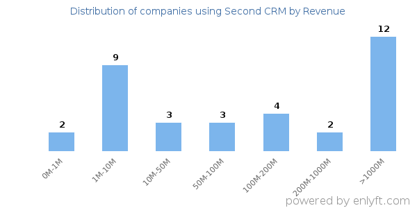 Second CRM clients - distribution by company revenue