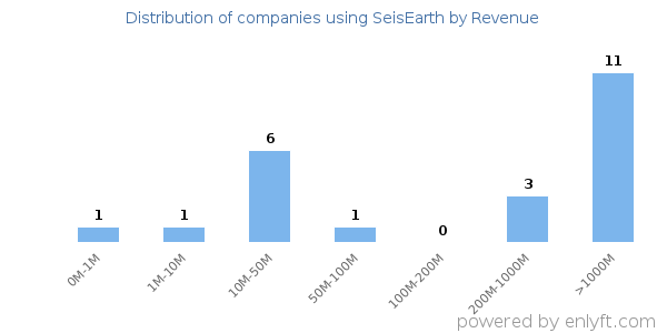 SeisEarth clients - distribution by company revenue