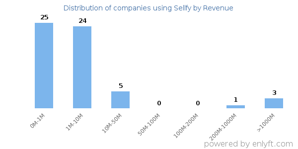 Sellfy clients - distribution by company revenue