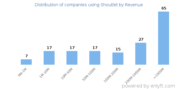 Shoutlet clients - distribution by company revenue