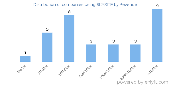 SKYSITE clients - distribution by company revenue