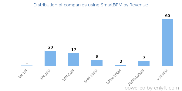SmartBPM clients - distribution by company revenue