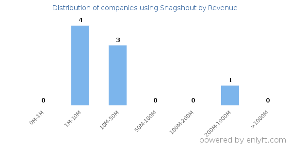 Snagshout clients - distribution by company revenue