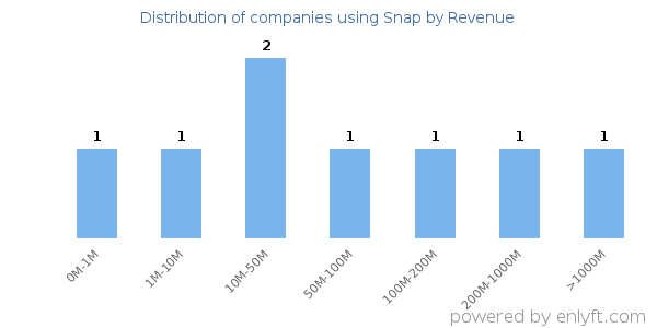 Snap clients - distribution by company revenue