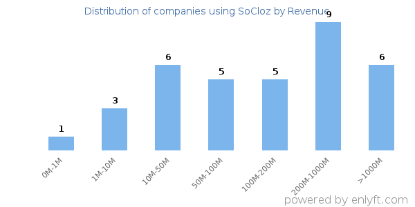 SoCloz clients - distribution by company revenue