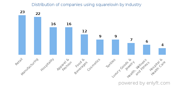 Companies using squarelovin - Distribution by industry